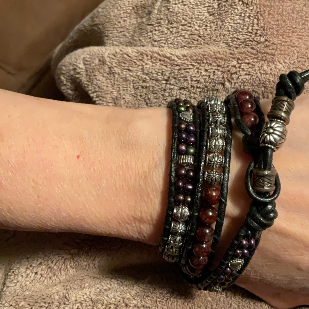 Wrap Bracelet - Garnet for 7.5" wrist