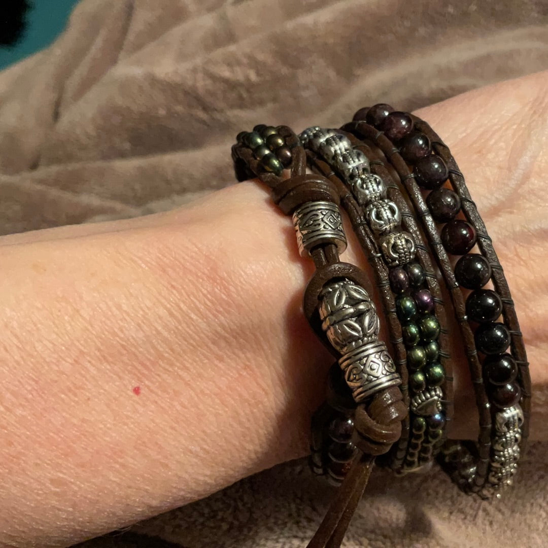 Wrap Bracelet - Garnet for 8" wrist