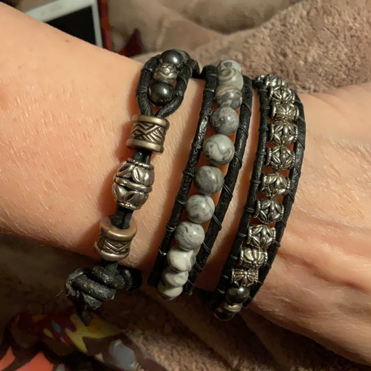 Wrap Bracelet - Jasper and Hematite for 6.5" wrist