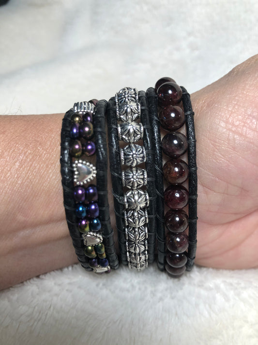 Wrap Bracelet - Garnet for 7.5" wrist