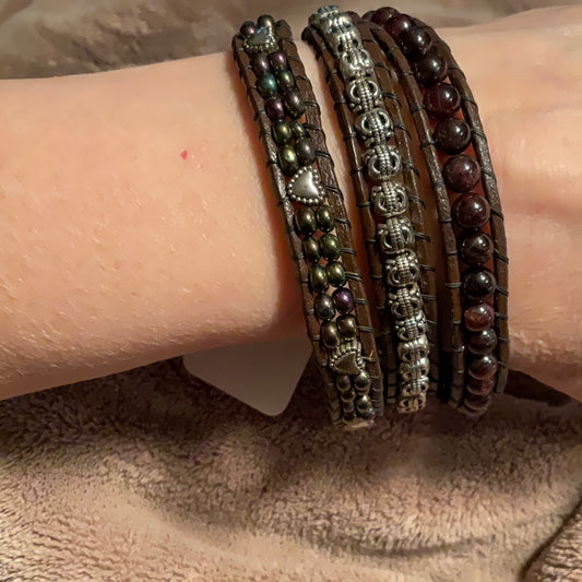 Wrap Bracelet - Garnet for 8" wrist