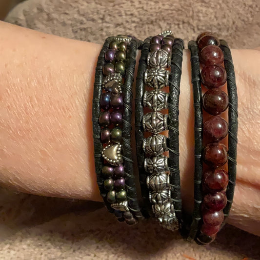 Wrap Bracelet - Garnet for 7.5" wrist